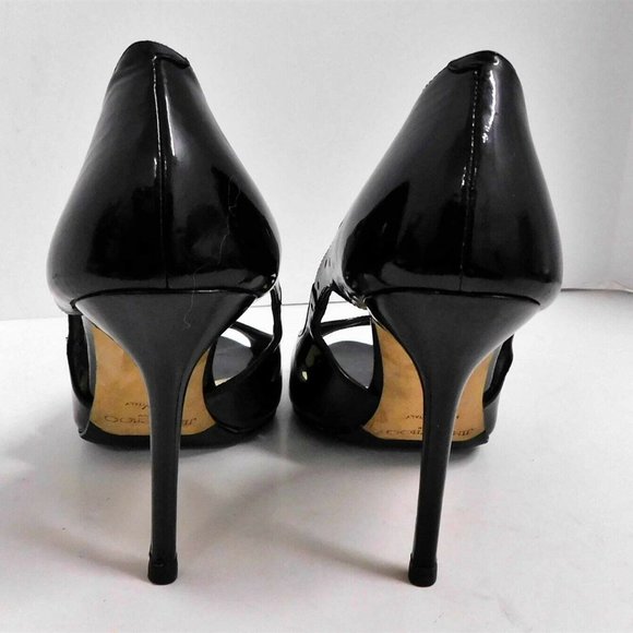 Jimmy Choo Black Patent Leather Open Toe Pumps Heels Italy 40 - Picture 5 of 6